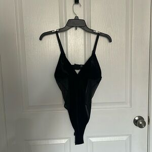 Black Mesh and Velvet Bodysuit